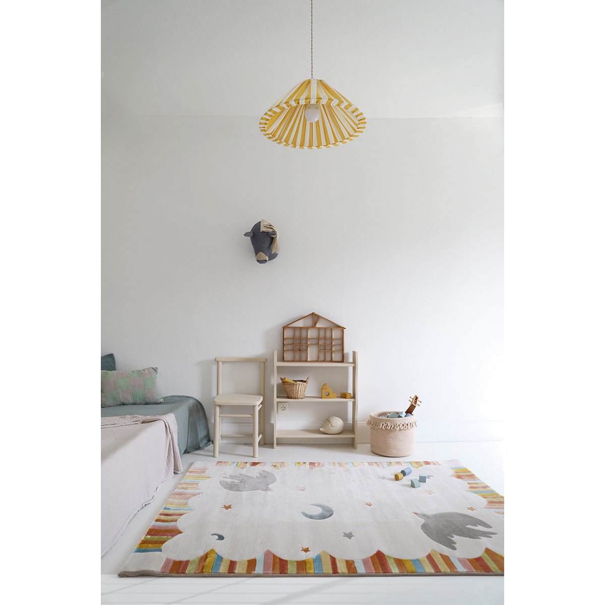 Veelkleurige kinderkamer tapijtdansen vogels