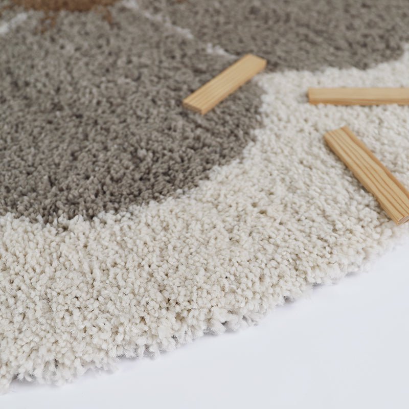 Bohemian Daisy rond kindervloerkleed taupe