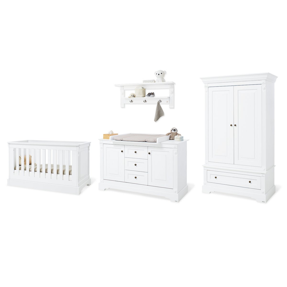 Kinderkamer meubelset 4 delig Emilia hout wit