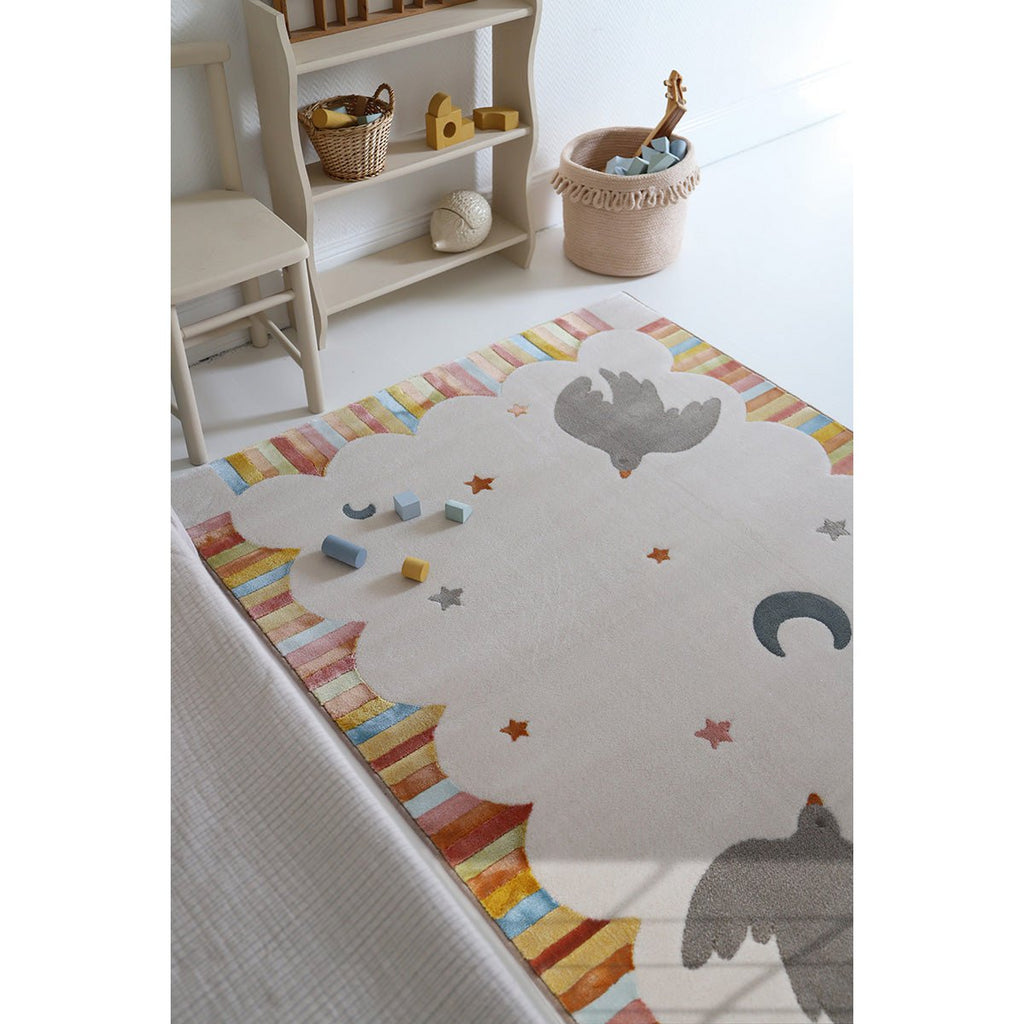 Veelkleurige kinderkamer tapijtdansen vogels