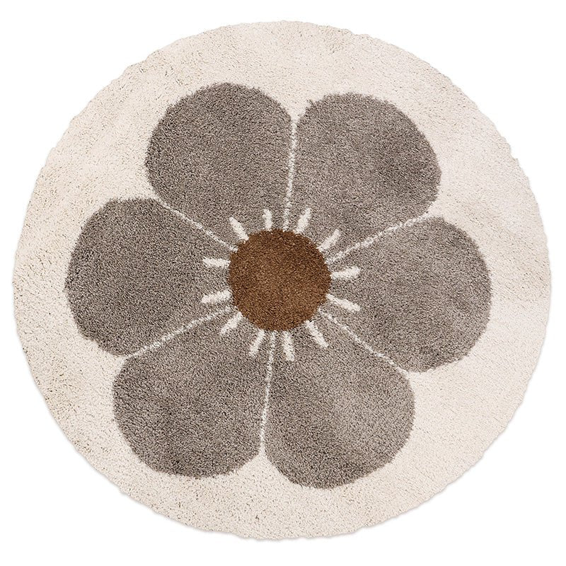 Bohemian Daisy rond kindervloerkleed taupe