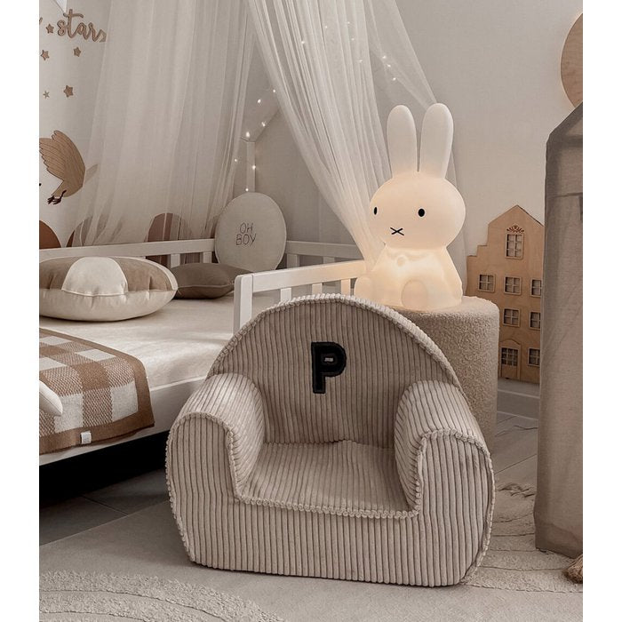 Curduroy kids fauteuil met letter
