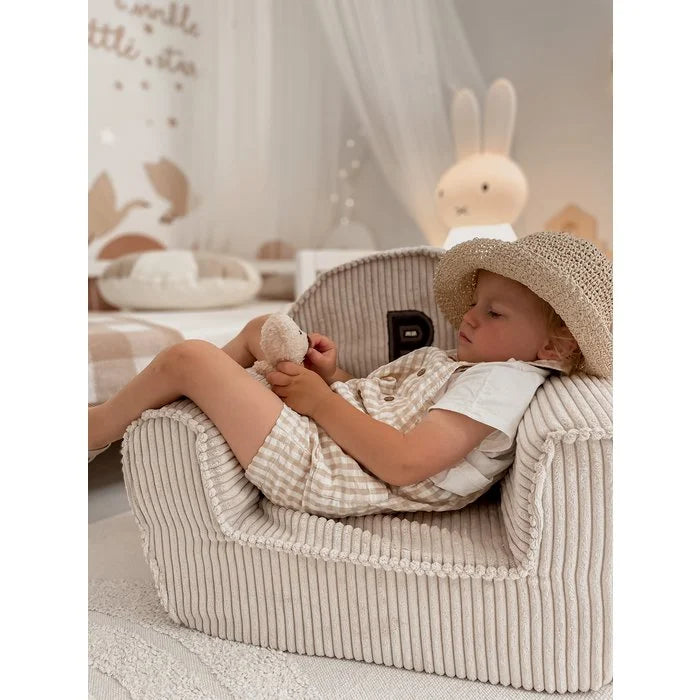 Curduroy kids fauteuil met letter