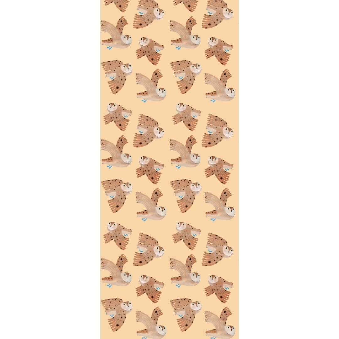 Behangstaal Meet me at the Wall - Owl - Creme - Aniek Bartels