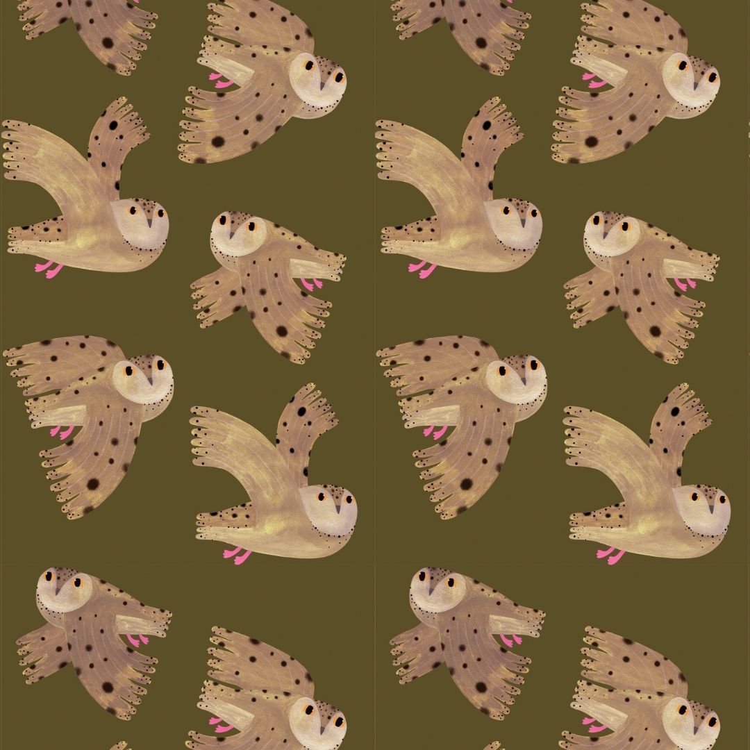 Behangstaal Meet me at the Wall - Owl - Fern - Aniek Bartels