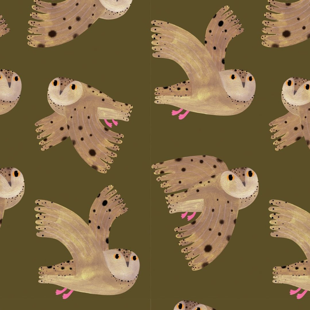 Behangstaal Meet me at the Wall - Owl - Fern - Aniek Bartels