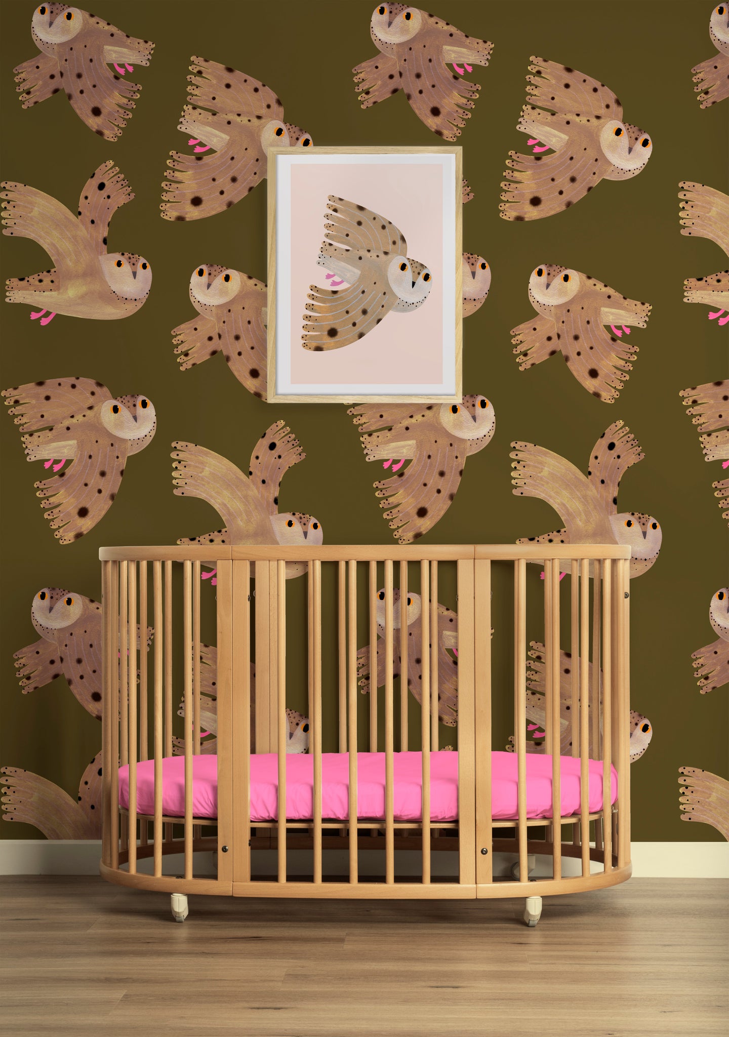 Behangstaal Meet me at the Wall - Owl - Fern - Aniek Bartels