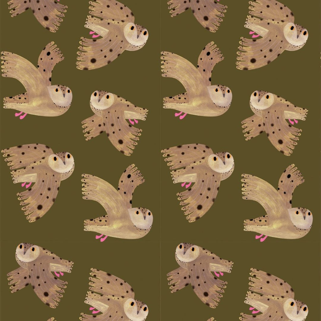 Kinderbehang Meet me at the Wall - Owl - Fern - Aniek Bartels