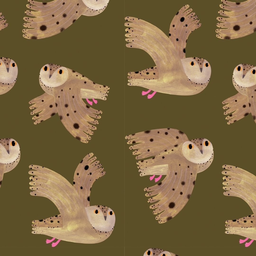 Kinderbehang Meet me at the Wall - Owl - Fern - Aniek Bartels