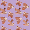 Behangstaal Meet me at the Wall - Owl - Lilac - Aniek Bartels
