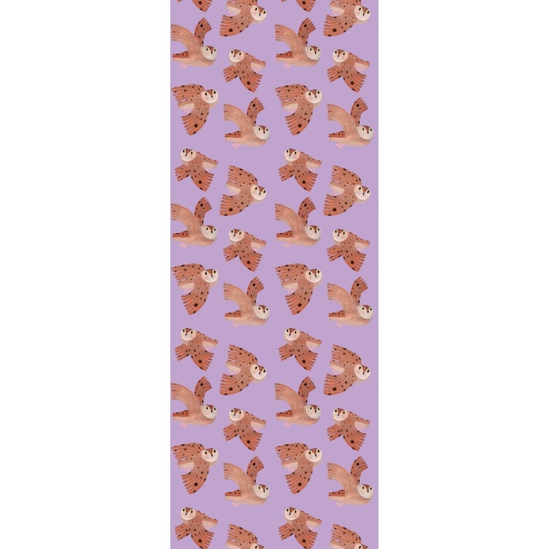 Kinderbehang Meet me at the Wall - Owl - Lilac - Aniek Bartels