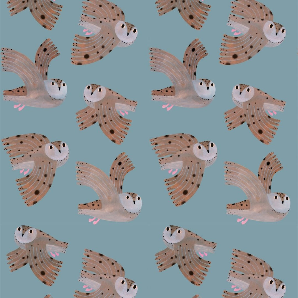 Behangstaal Meet me at the Wall - Owl - Sky - Aniek Bartels
