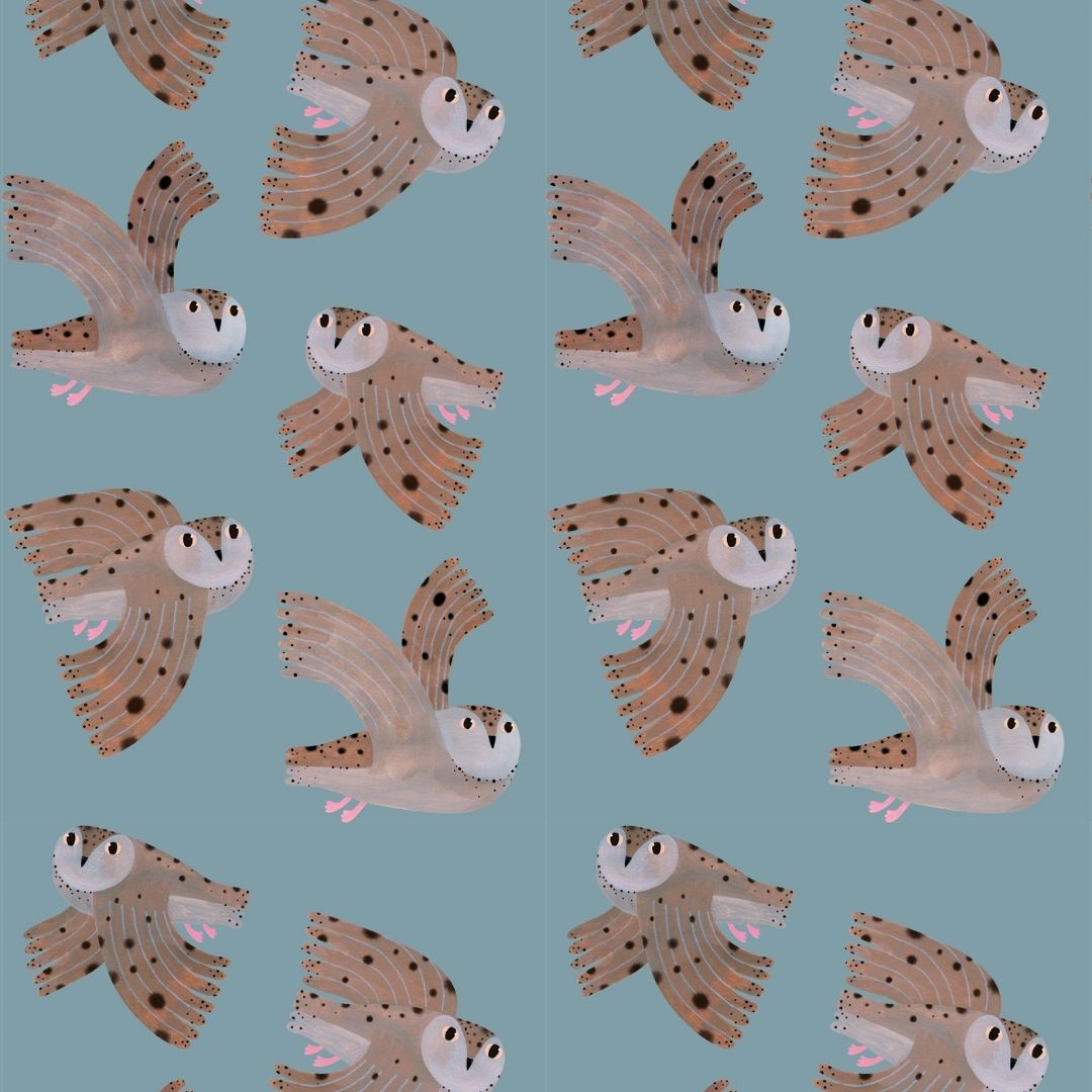 Kinderbehang Meet me at the Wall - Owl - Sky - Aniek Bartels