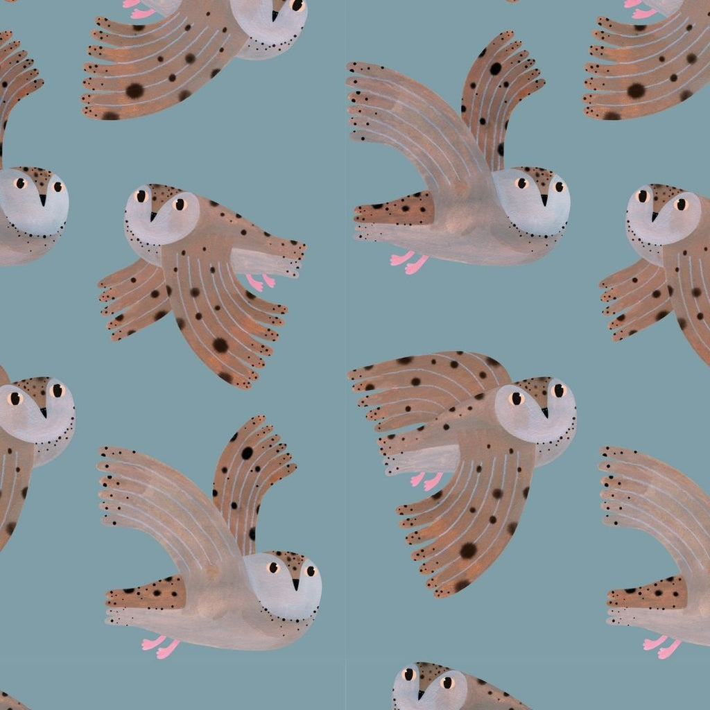 Kinderbehang Meet me at the Wall - Owl - Sky - Aniek Bartels