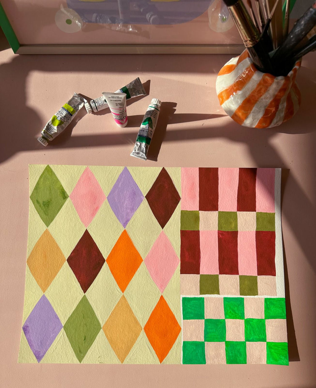 Kinderbehang Meet me at the Wall - Square blocks green - Aniek Bartels