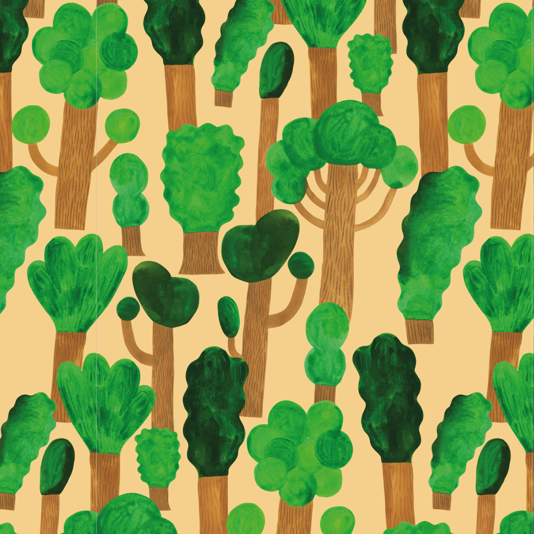 Kinderbehang Meet me at the Wall - Trees - Butter Yellow - Aniek Bartels
