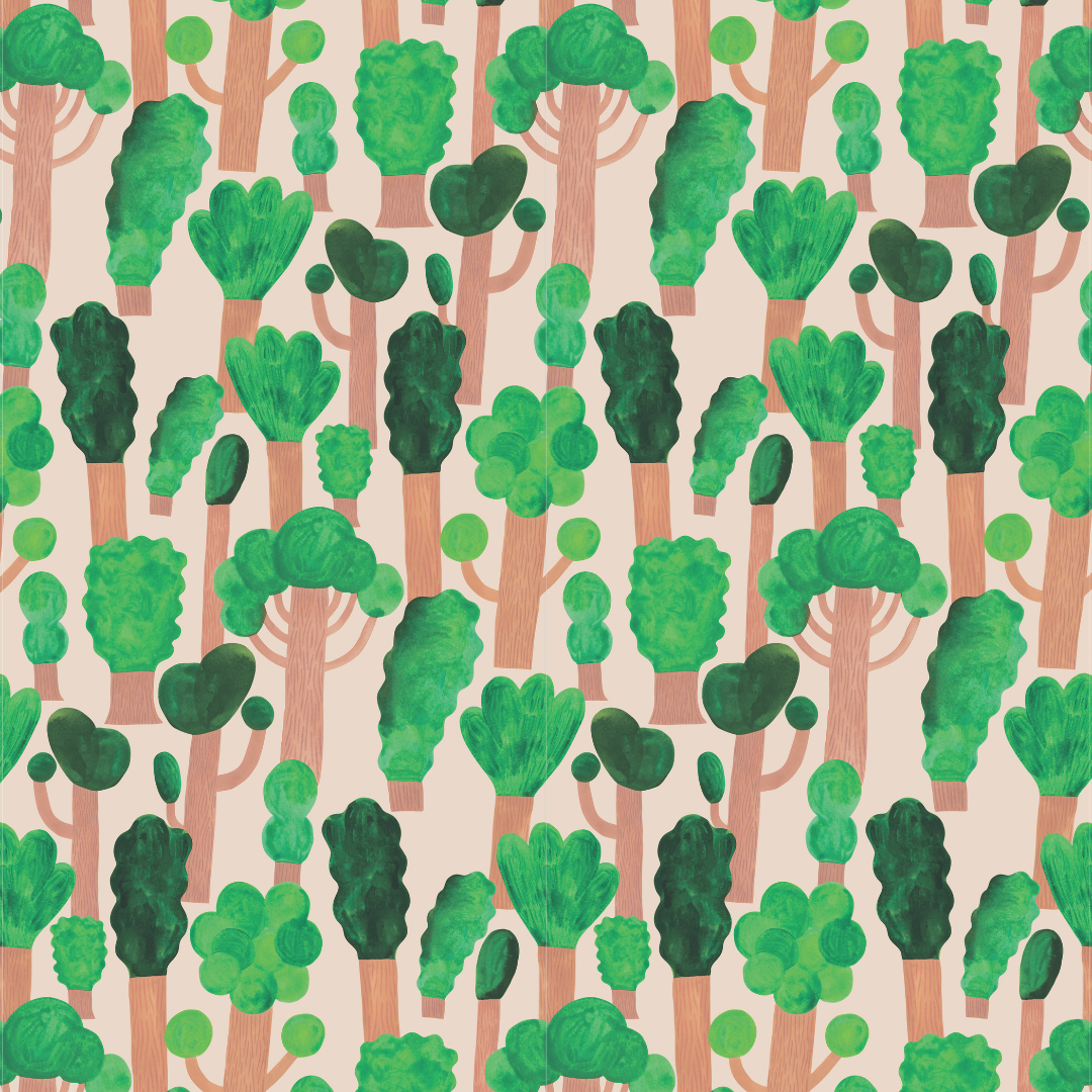 Behangstaal Meet me at the Wall - Trees - Pale pink - Aniek Bartels