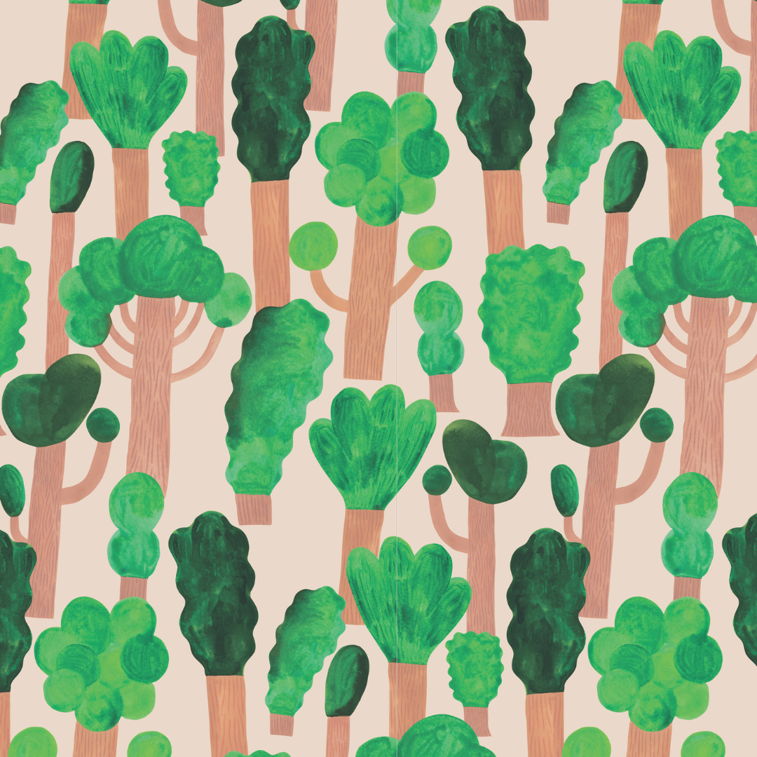 Behangstaal Meet me at the Wall - Trees - Pale pink - Aniek Bartels