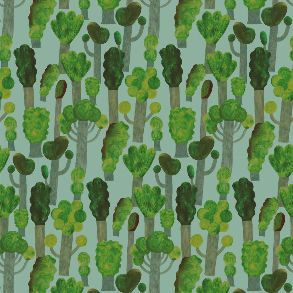 Behangstaal Meet me at the Wall - Trees - Sky Blue - Aniek Bartels