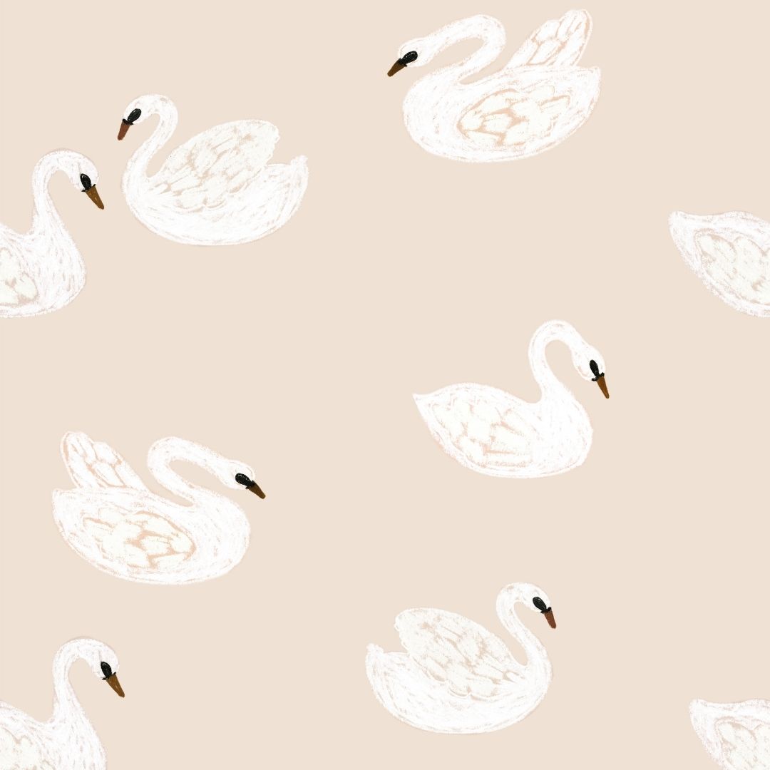 Behangstaal Meet me at the Wall - Swans - Beige - Joëlle Wehkamp