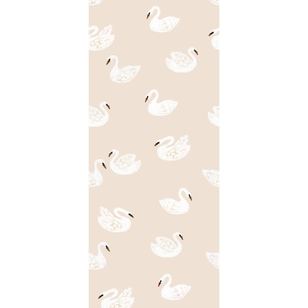 Kinderbehang Meet me at the Wall - Swans - Beige - Joëlle Wehkamp
