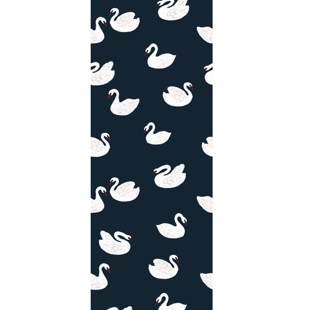 Behangstaal Meet me at the Wall - Swans - Night blue - Joëlle Wehkamp