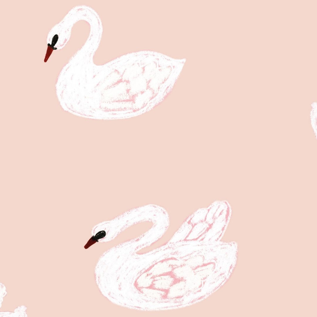 Behangstaal Meet me at the Wall - Swans - Soft pink - Joëlle Wehkamp