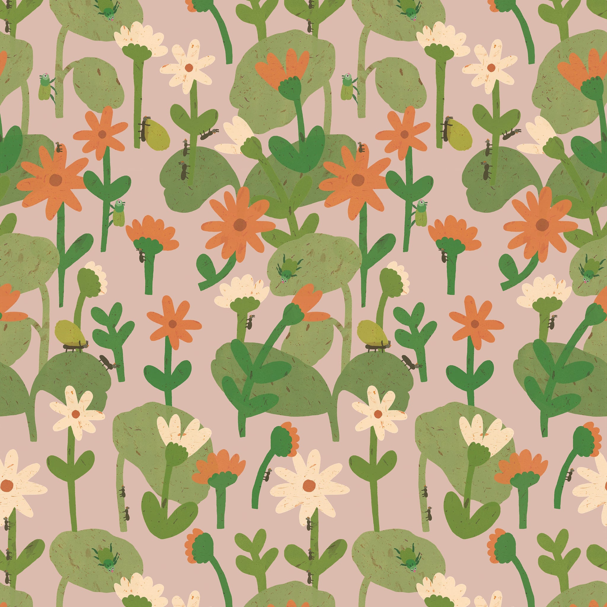 Blooming daisies –  Smokey pink Wallpaper by Lotte Dirks | Into the Flowerfields Collection