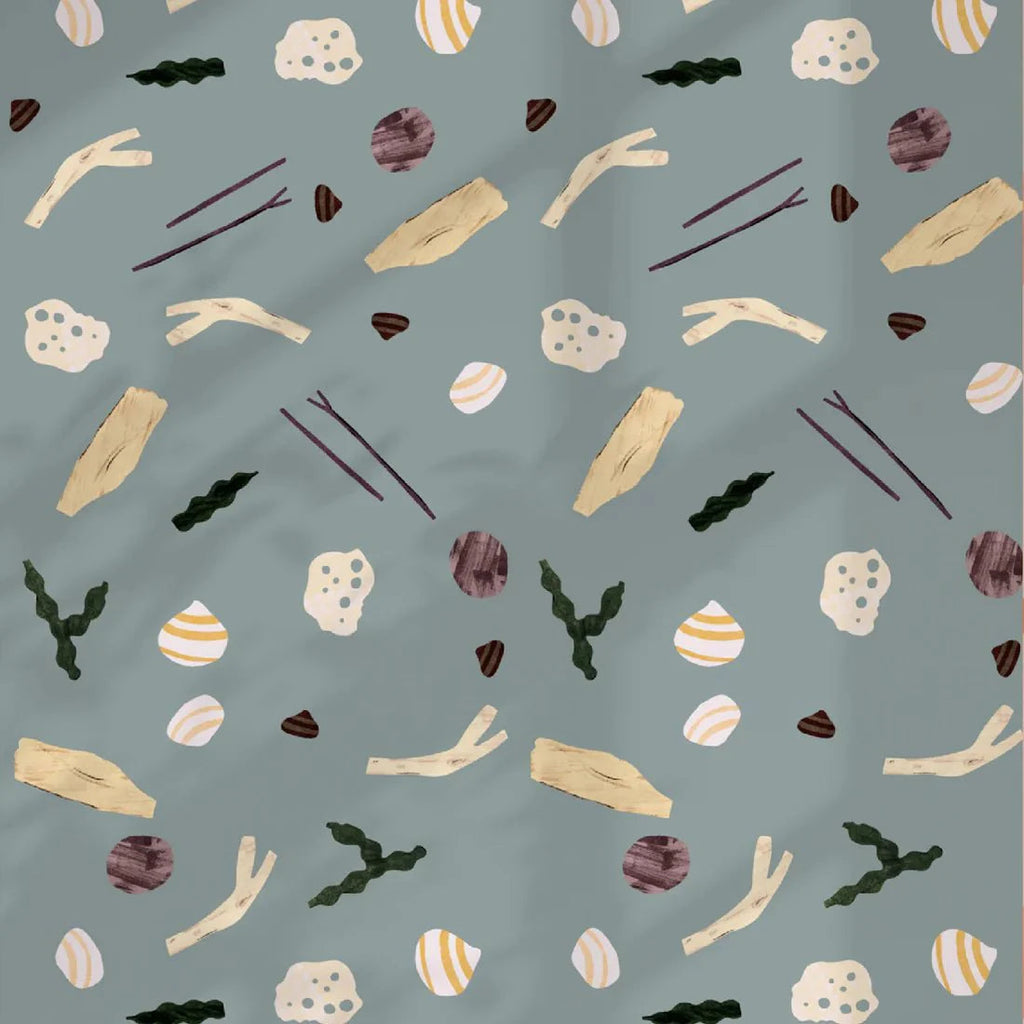 Behang Meet Me at the Wall - Sea and Shells Steel Blue - Lotte Dirks