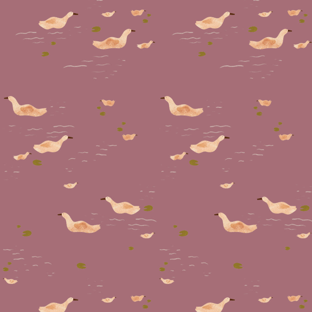 Behangstaal Meet Me at the Wall - Ducks Mauve - Lotte Dirks