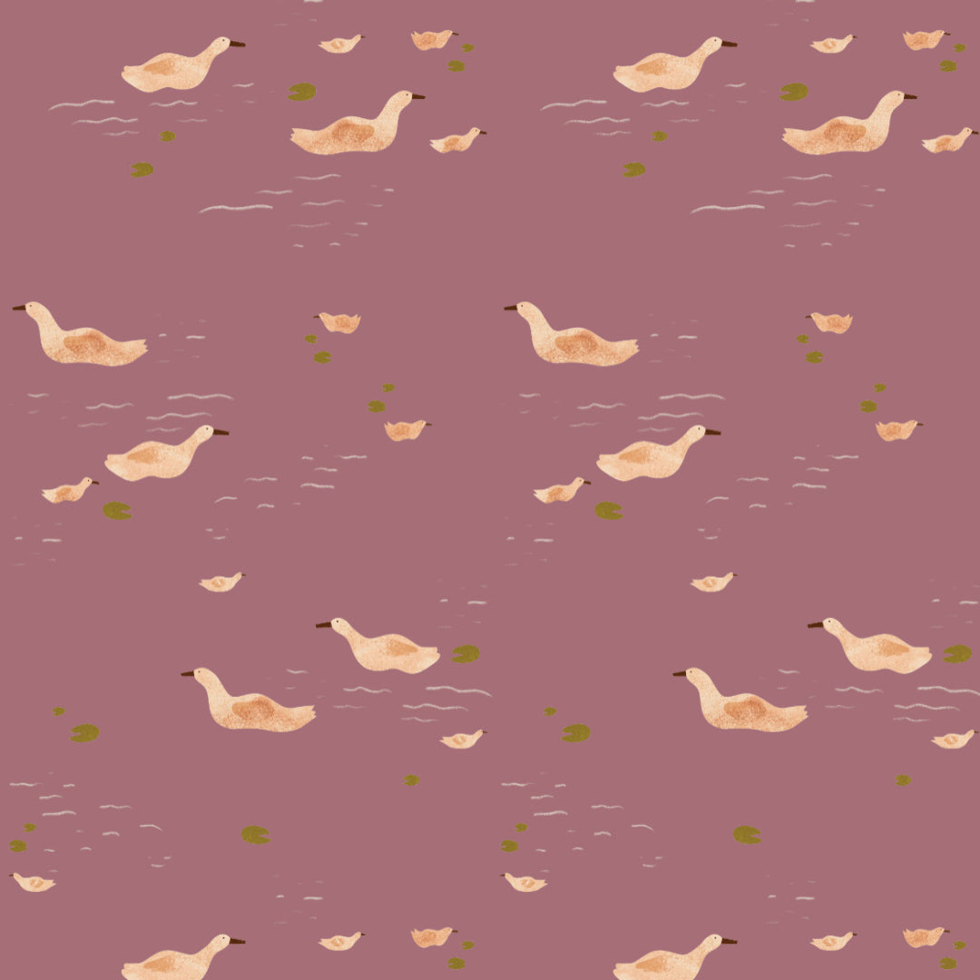 Behangstaal Meet Me at the Wall - Ducks Mauve - Lotte Dirks