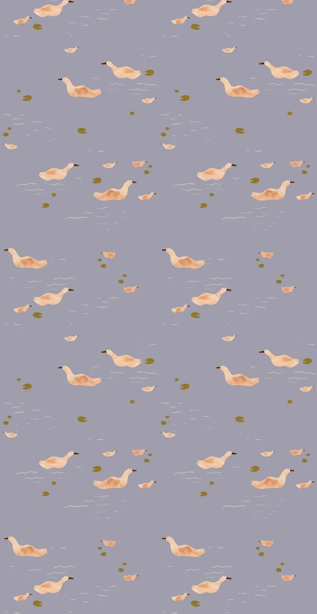 Behangstaal Meet Me at the Wall -  Ducks Smokey Periwinkle - Lotte Dirks