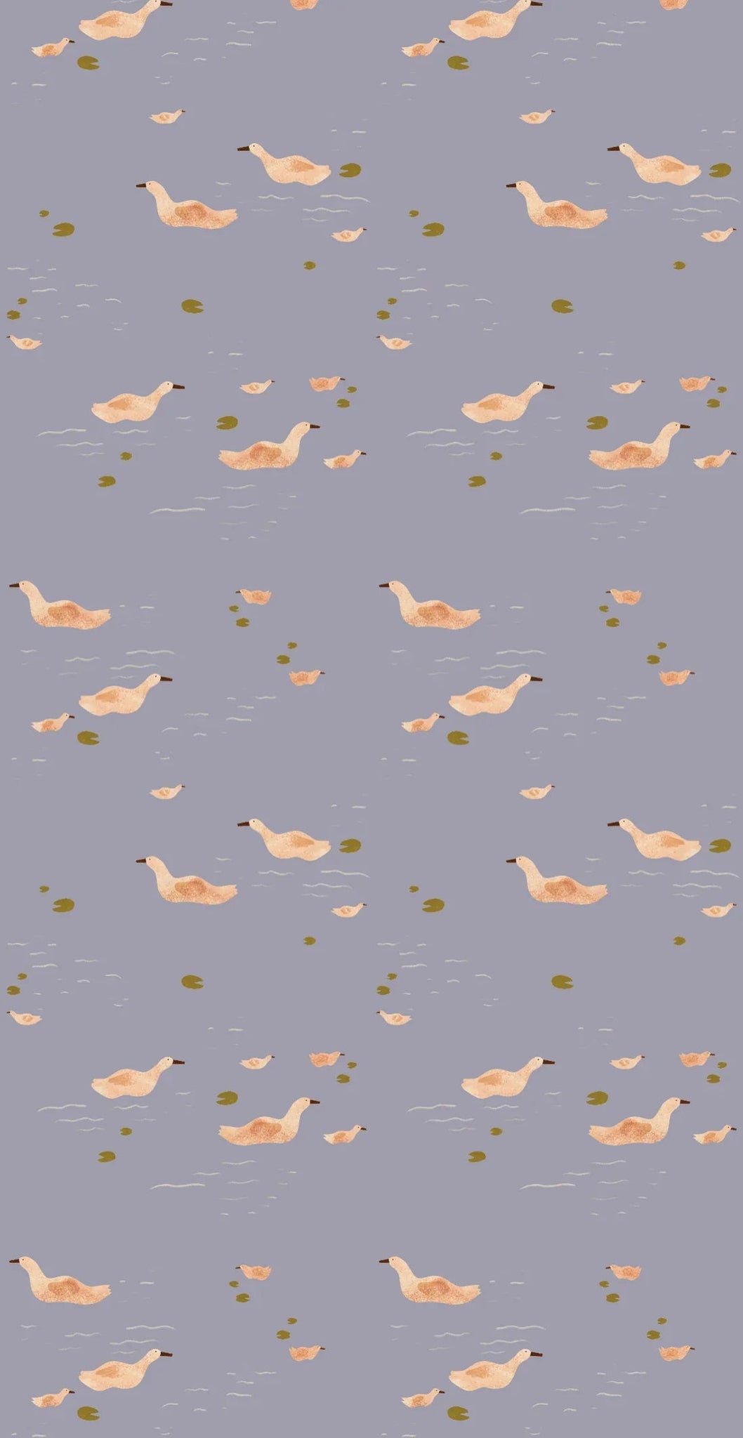 Behangstaal Meet Me at the Wall -  Ducks Smokey Periwinkle - Lotte Dirks