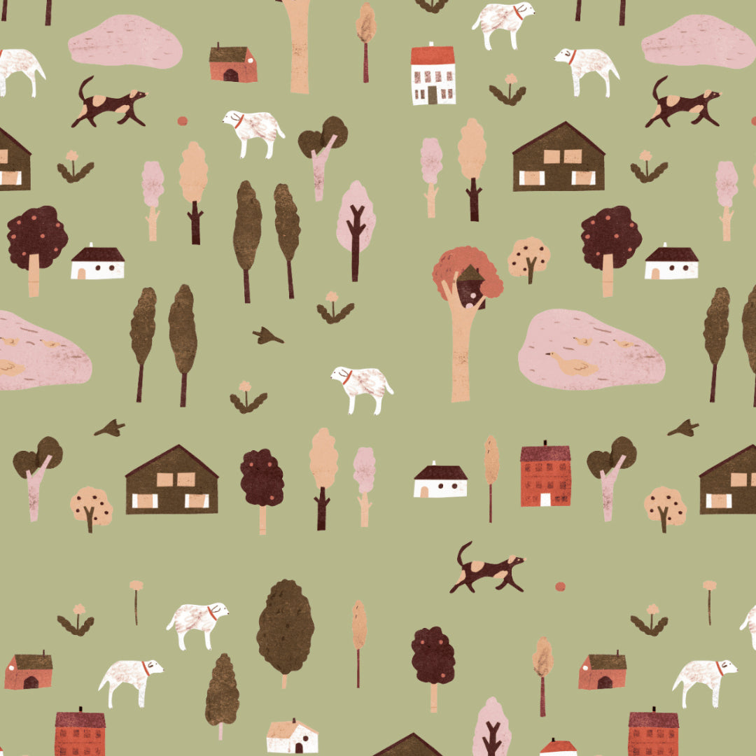 Behangstaal Meet Me at the Wall - Village Olive - Lotte Dirks